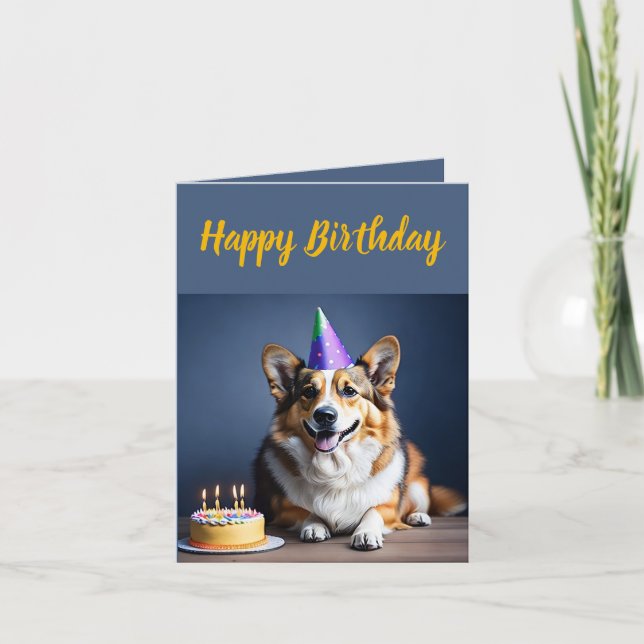 Cartão Cute Corgi Birthday (Frente)