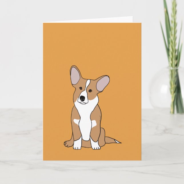 Cartão Cute Corgi Greeting Card - Customizable (Frente)