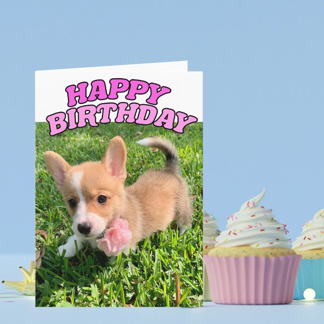 Cartão Cute Corgi Puppy Birthday Card (Criador carregado)