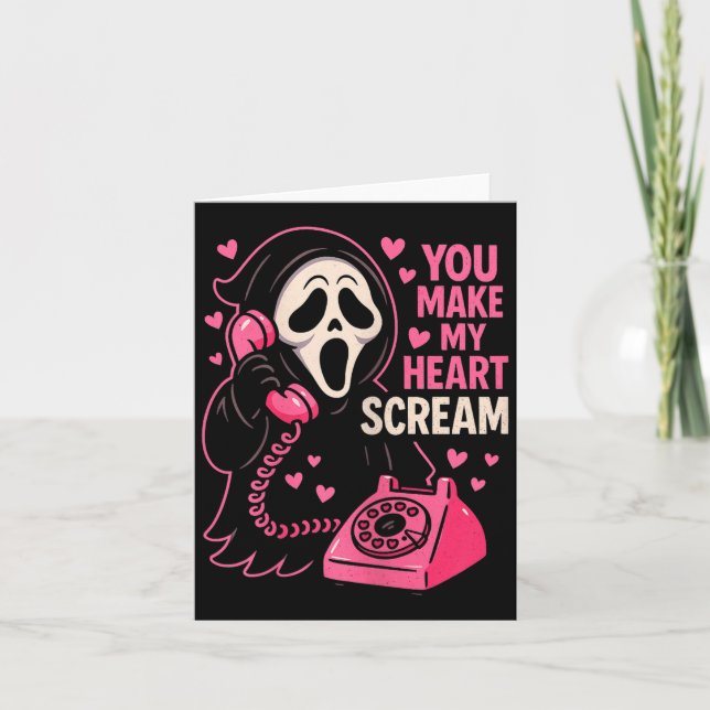 Cartão Cute Creepy Horror Make My Heart Scream Valentine’ (Frente)