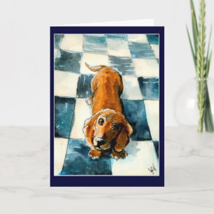Cartão Cute Dachshund dog greeting or note card
