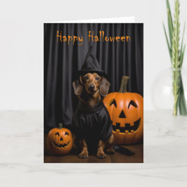 Cartão Cute Dachshund Halloween
