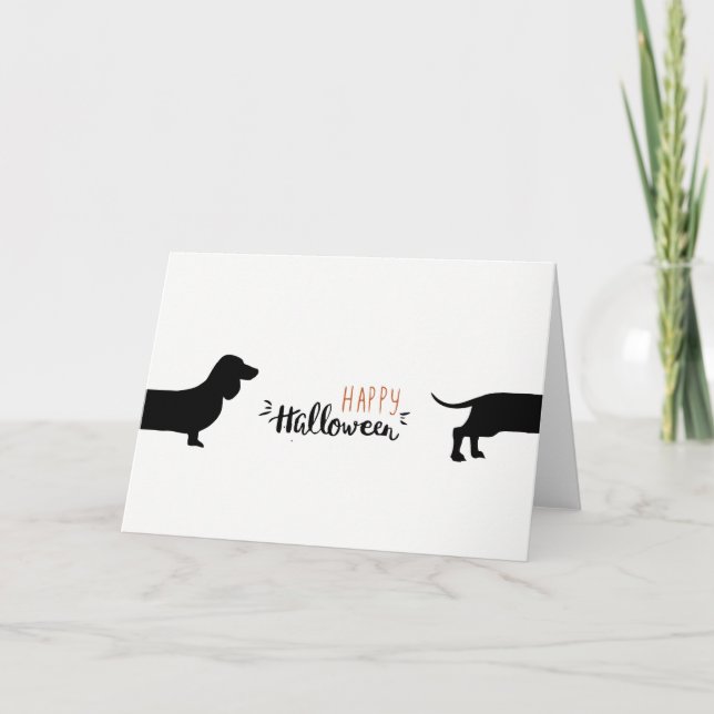 Cartão Cute dachshund Halloween (Frente)