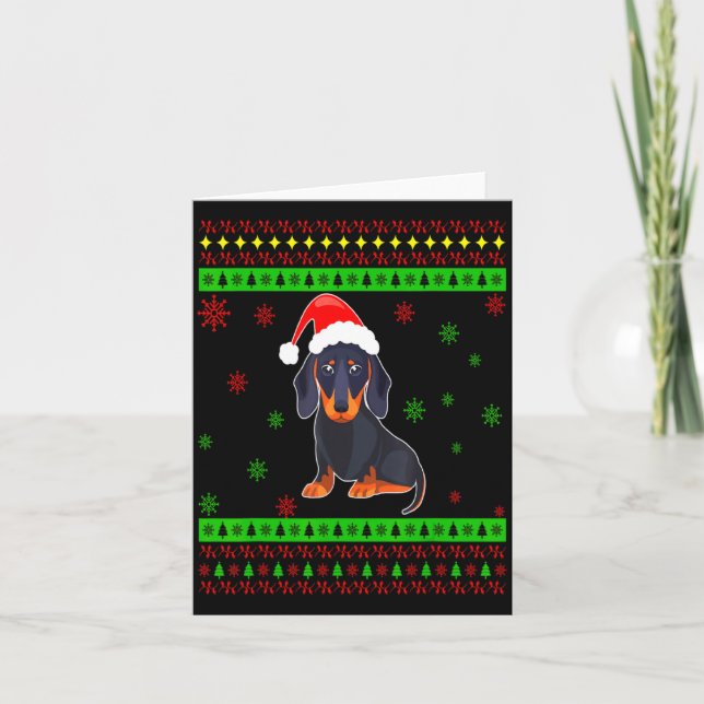 Cartão Cute Dachshund Long Dog Mom Merry Xmas New Year  (Frente)