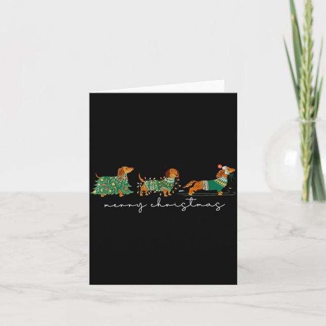 Cartão Cute Dachshund Merry Christmas Weiner Dog Lover Xm (Frente)