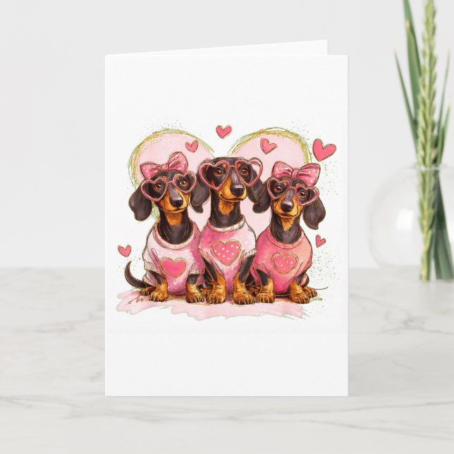 Cartão Cute Dachshund Valentines Heart Dog Lover Men Wome (Frente)