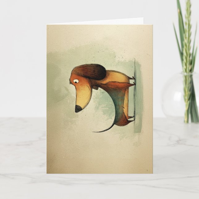 Cartão Cute Dachshund – Whimsical Dog Illustration (Frente)