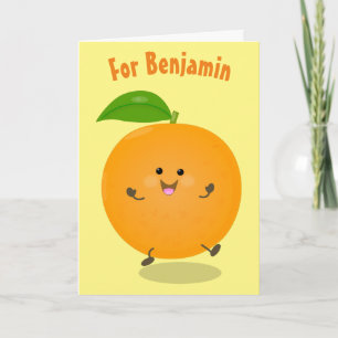 Cartão Cute dancing orange citrus fruit