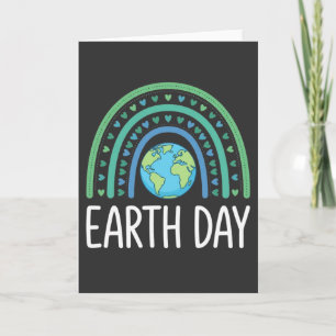 Cartão Cute Dia da Terra Corações Arco-Íris Estética Mini