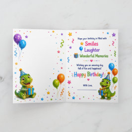 Cartão Cute Dinosaur Birthday Card for Kids – Happy Birth