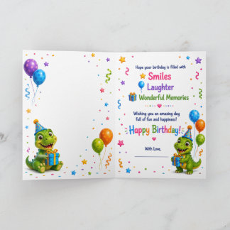 Cartão Cute Dinosaur Birthday Card for Kids – Happy Birth