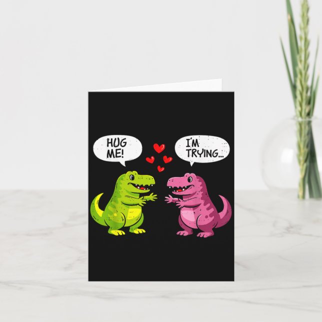 Cartão Cute Dinosaur T Rex Hug Valentines Day Couple Boyf (Frente)