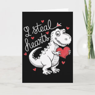 Cartão Cute Dinossauro Dia dos Namorados Eu Roubo Coraçõe