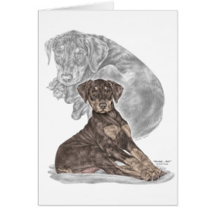 Cartão Cute Doberman Pinscher Puppy