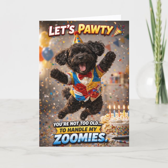 Cartão Cute Dog Birthday Card Funny Zoomies Cockapoo (Frente)