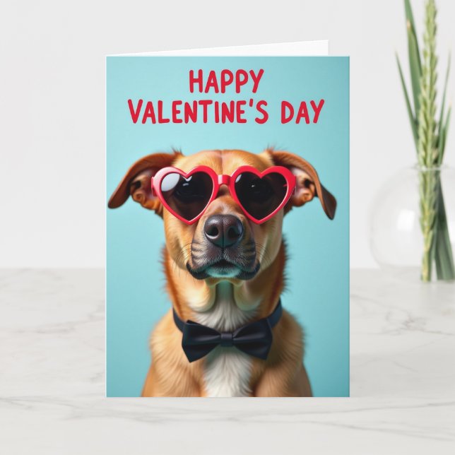 Cartão Cute Dog Valentines Day Card (Frente)