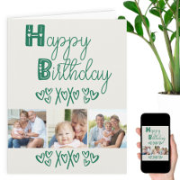 Cute Doodle Typography Green 3 Photo Birthday