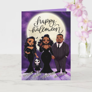 Cartão Cute e Assustador Família Étnica Halloween