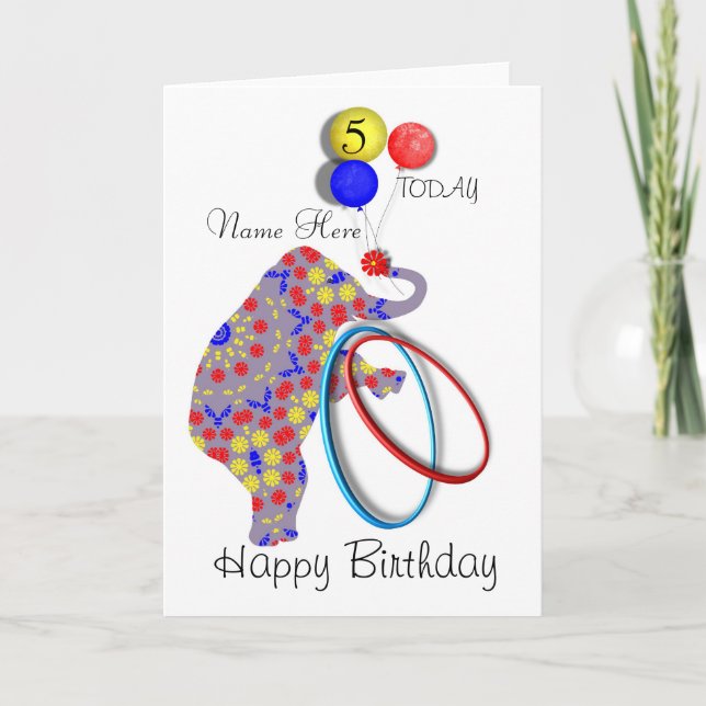 Cartão Cute Elephant Child's Personalised Birthday Card (Frente)