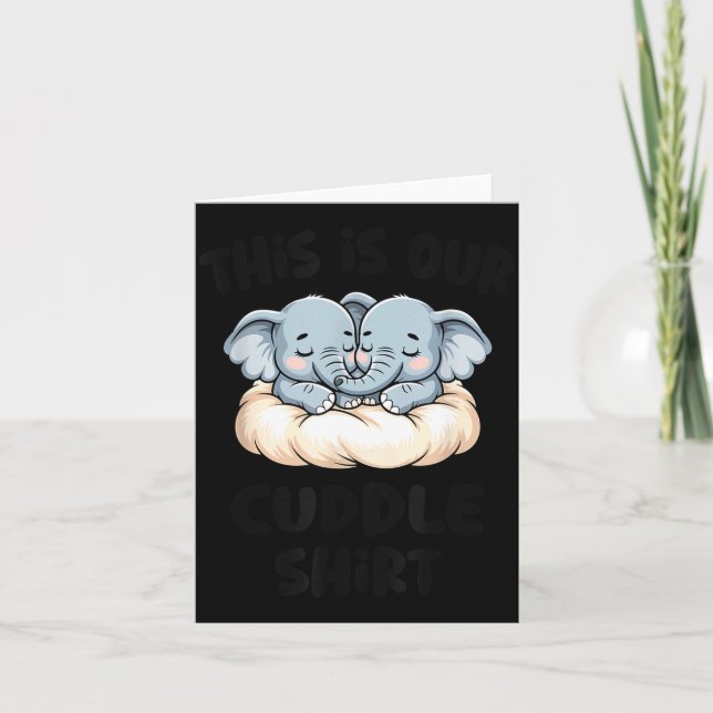 Cartão Cute Elephant Couple This Is Our Cuddle  (Frente)