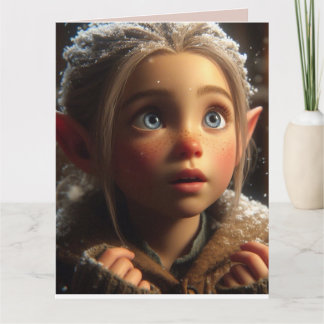 CARTÃO CUTE ELF GIRL CHRISTMAS GREETING CARD