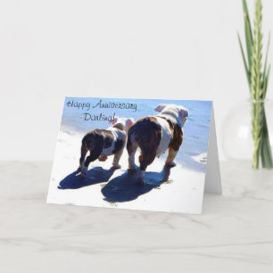 Cartão Cute English Bulldogs Happy Anniversary Card