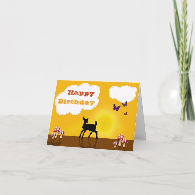 Cartão Cute Fawn - Happy Birthday Greeting Card (Frente)