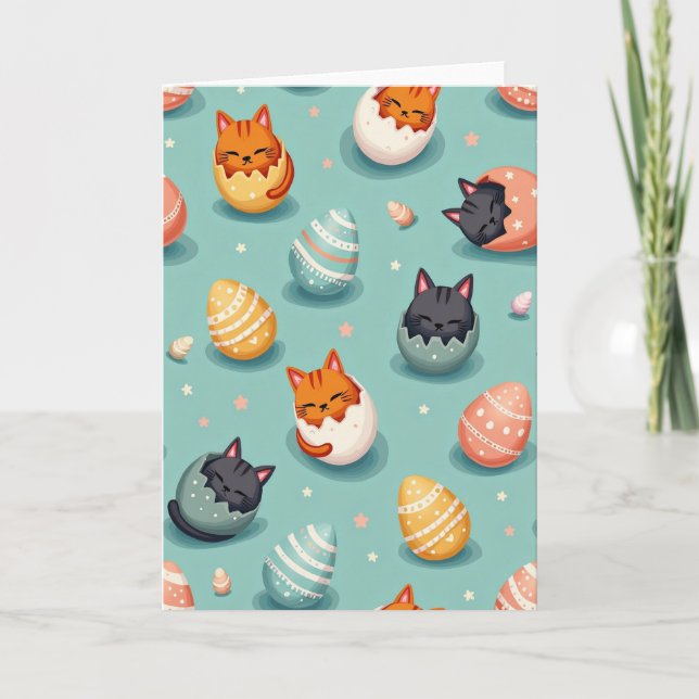 Cartão Cute Feline Hatching Pattern Card (Frente)