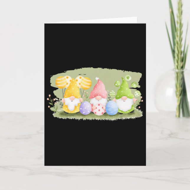 Cartão Cute Feliz Páscoa Gnome Coelho Dia da Primavera Ca (Frente)