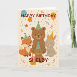 Cartão Cute Forest Animals Custom Birthday