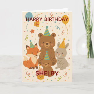 Cartão Cute Forest Animals Custom Birthday