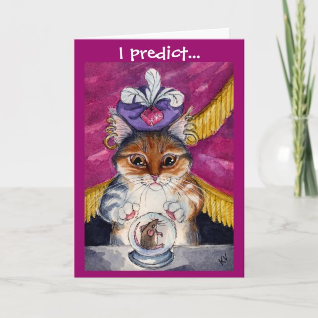 Cartão Cute Fortune-Teller Cat greeting card (Frente)
