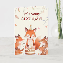 Cartão Cute Fox Birthday Card for Kids