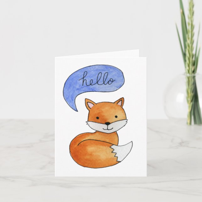 Cartão Cute fox hello card (Frente)
