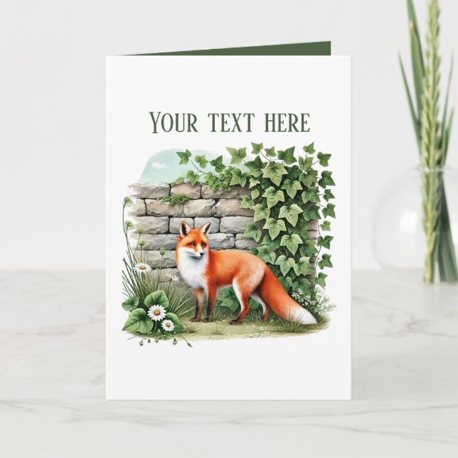 Cartão Cute fox lovers add text  (Frente)