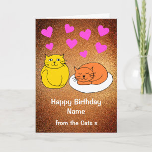 Cartão Cute From the Cats Gold Glitter Birthday Card
