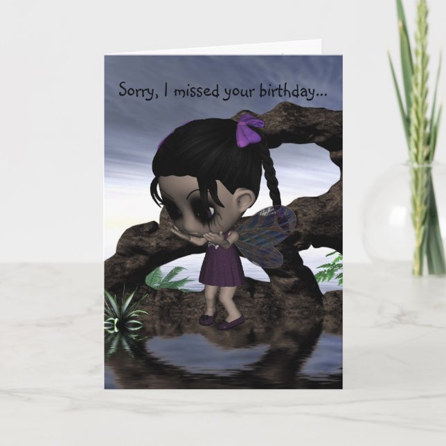 Cartão Cute Fun Gothic Fairy Happy Birthday (Frente)
