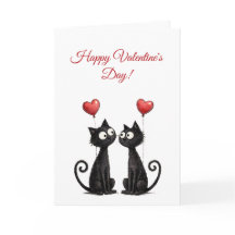 Cute Funny Cat Valentine Folded Greeting Card