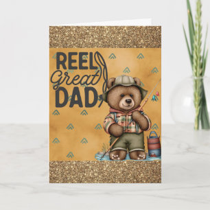 Cartão Cute Funny Fathers Day Fishing Bear