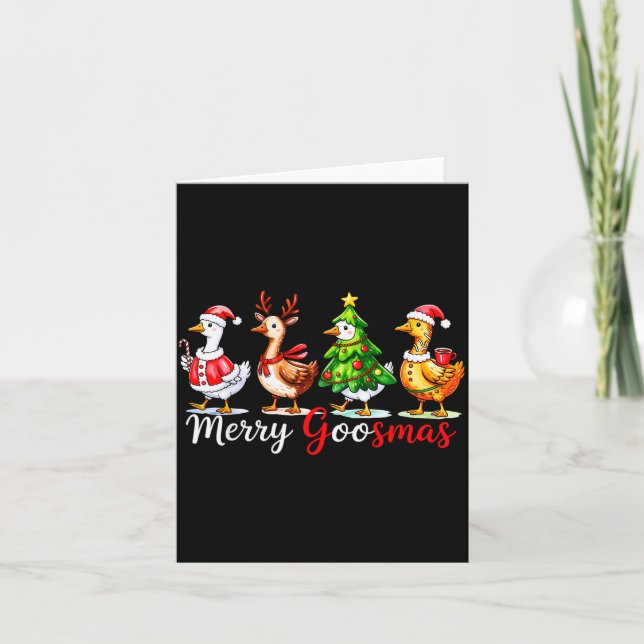 Cartão Cute Funny Merry Goosmas Silly Goose Reindeer Hot  (Frente)