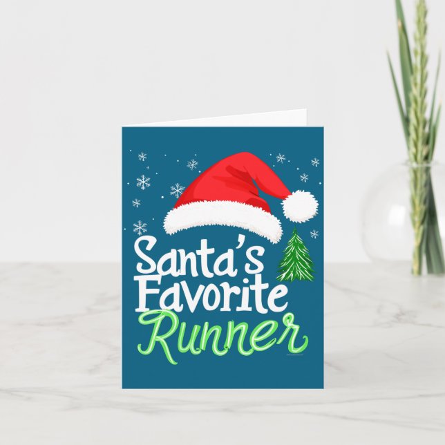 Cartão Cute Funny Santa's Favorite Runner Christmas Run H (Frente)