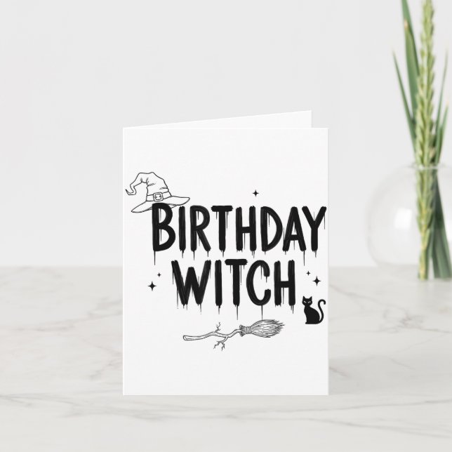 Cartão Cute Funny Witch Witchy Birthday Witches Happy Wom (Frente)
