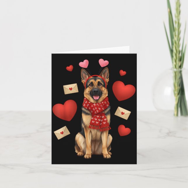 Cartão Cute German Shepherd Valentine’s Day Dog Mom - Ger (Frente)