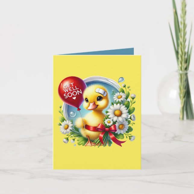 Cartão Cute get well soon duck  (Frente)