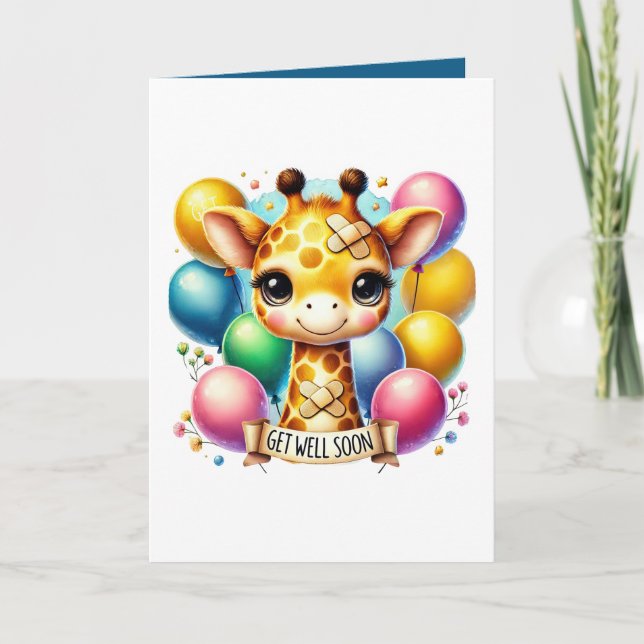 Cartão Cute get well soon giraffe add message (Frente)