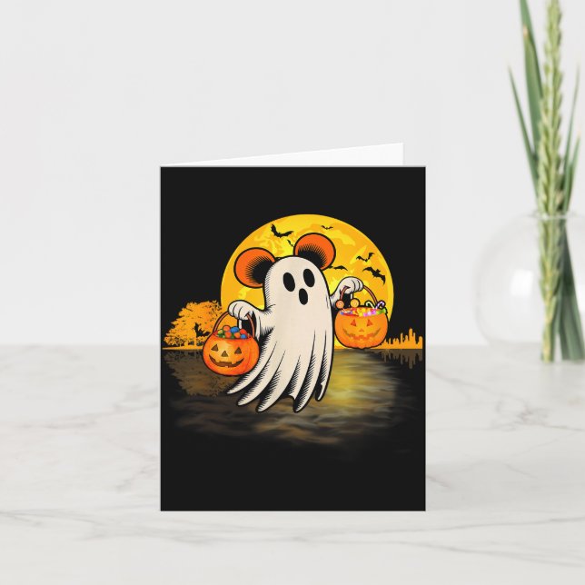 Cartão Cute Ghost Guitar Halloween Pumpkins Candy Soky Se (Frente)
