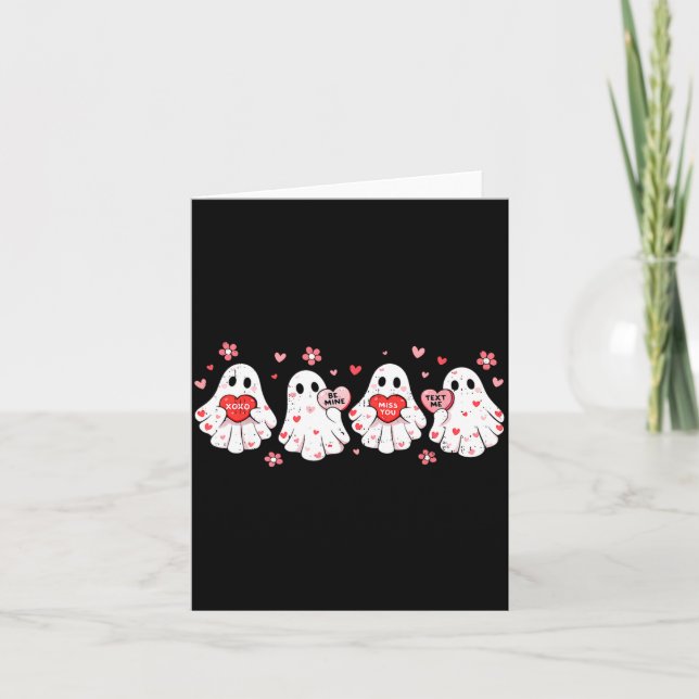 Cartão Cute Ghost Love Hearts Valentines Day Womens Teens (Frente)