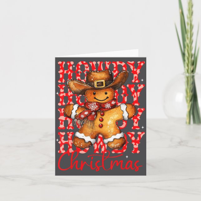 Cartão Cute Gingerbread Cowboy Howdy Christmas Girls Wome (Frente)