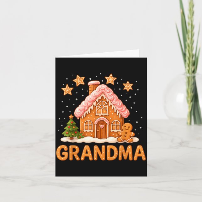 Cartão Cute Gingerbread Grandma Merry Christmas Funny  (Frente)