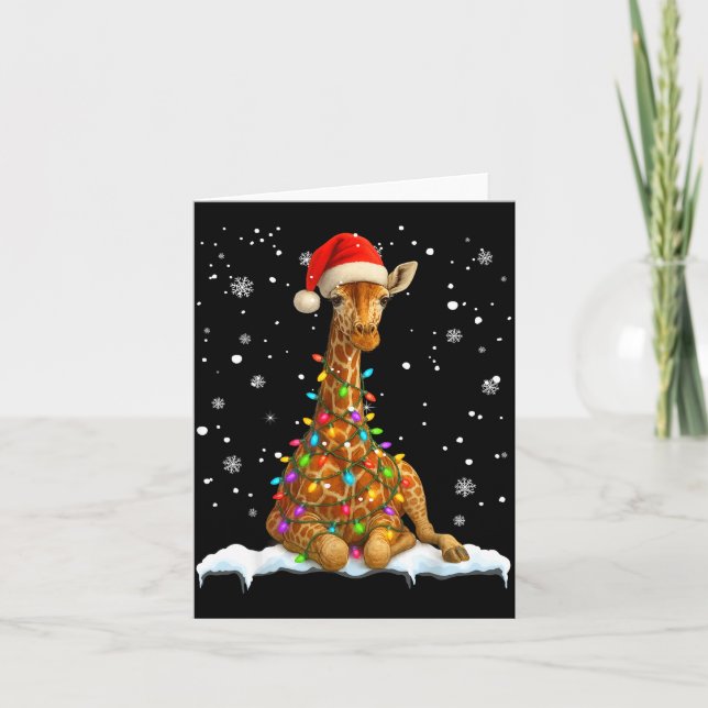 Cartão Cute Giraffe Christmas Light Funny Giraffe Lover X (Frente)